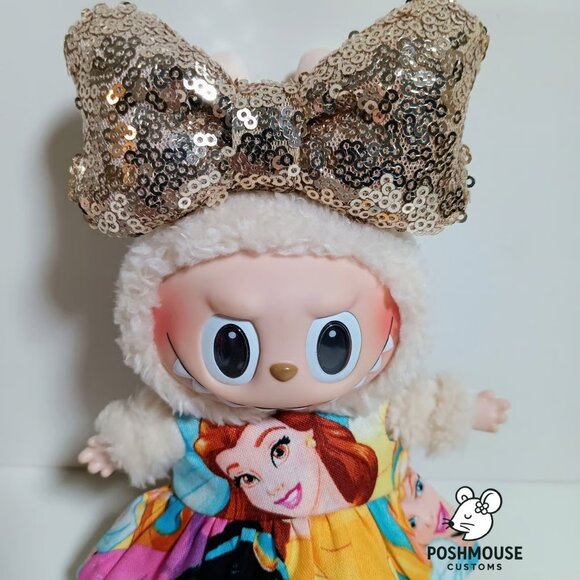 Labubu Disney Princess Belle Dress with Oversized Sparkle Bow Outfit - Picture 2 of 6